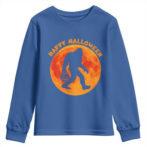 Funny Halloween Bigfoot Youth Sweatshirt Sasquatch Full Moon Jack O Lantern TS11 Royal Blue Print Your Wear