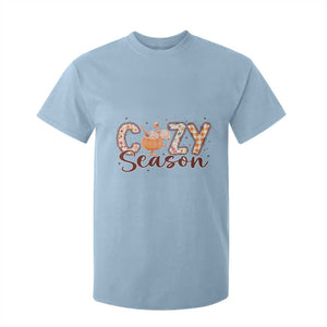 Cozy Season Thanksgiving T Shirt For Kid Autumn Pumpkin Spice Latte TS11 Light Blue Print Your Wear