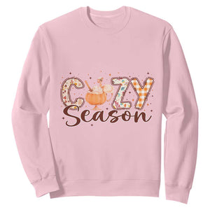 Cozy Season Thanksgiving Sweatshirt Autumn Pumpkin Spice Latte TS11 Light Pink Print Your Wear