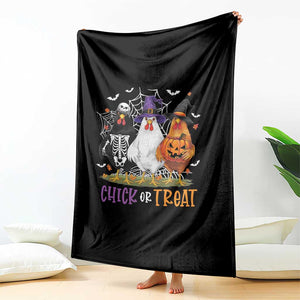 Funny Halloween Throw Blanket Chick Or Treat Chicken Farm Witches Skeleton TS11 Print Your Wear