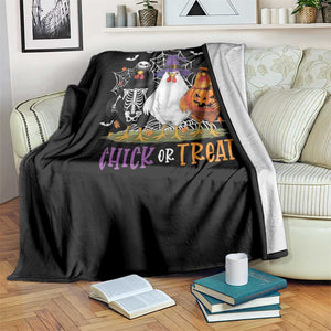 Funny Halloween Throw Blanket Chick Or Treat Chicken Farm Witches Skeleton TS11 Print Your Wear
