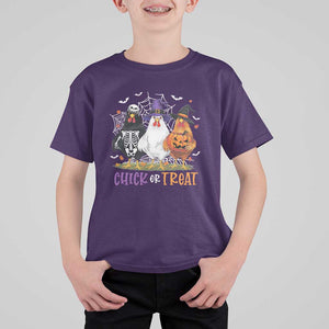 Funny Halloween T Shirt For Kid Chick Or Treat Chicken Farm Witches Skeleton TS11 Purple Print Your Wear