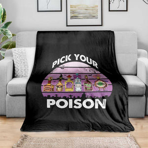 Funny Halloween Throw Blanket Pick Your Poison Wine Bottles Witch TS11 Print Your Wear