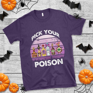 Funny Halloween T Shirt Pick Your Poison Wine Bottles Witch TS11 Purple Print Your Wear