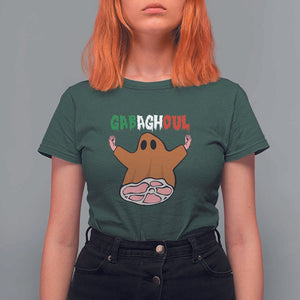 Funny Halloween T Shirt For Women Gabaghoul Ghost Italian Flag Ham TS11 Dark Forest Green Print Your Wear