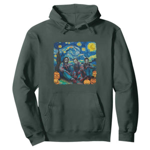 Halloween Hoodie Scary Murderers Starry Night Pumpkin Vincent Van Gogh TS11 Dark Forest Green Print Your Wear