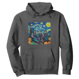 Halloween Hoodie Scary Murderers Starry Night Pumpkin Vincent Van Gogh TS11 Dark Heather Print Your Wear