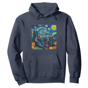 Halloween Hoodie Scary Murderers Starry Night Pumpkin Vincent Van Gogh TS11 Navy Print Your Wear