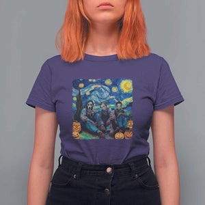 Halloween T Shirt For Women Scary Murderers Starry Night Pumpkin Vincent Van Gogh TS11 Purple Print Your Wear