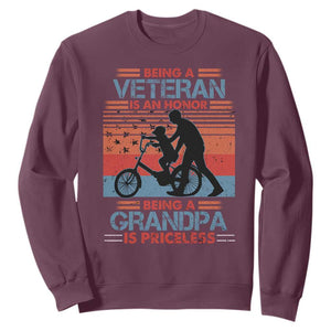 Veteran Grandpa Sweatshirt Being A Veteran Is An Honor Being A Grandpa Is Priceless TS11 Print Your Wear