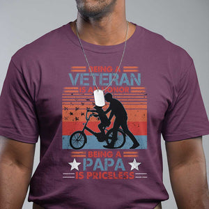 Veteran Father T Shirt Being A Veteran Is An Honor Being A Papa Is Priceless TS11 Maroon Print Your Wear