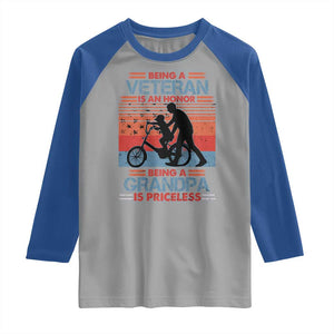 Veteran Grandpa Raglan Shirt Being A Veteran Is An Honor Being A Grandpa Is Priceless TS11 Sport Gray Royal Print Your Wear