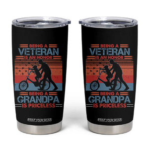 Veteran Grandpa Tumbler Cup Being A Veteran Is An Honor Being A Grandpa Is Priceless TS11 Black Print Your Wear
