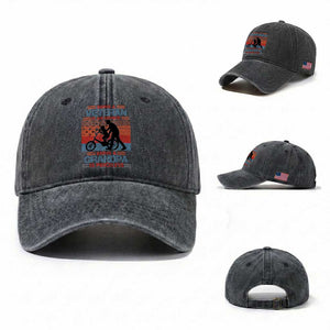 Veteran Grandpa Washed Cotton Baseball Cap Being A Veteran Is An Honor Being A Grandpa Is Priceless TS11 Washed Cap Universal Fit Dark Gray Print Your Wear