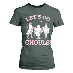 Funny Halloween T Shirt For Women Let's Go Ghouls Cowgirl Western Ghost TS11 Dark Forest Green Print Your Wear