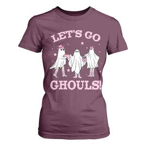 Funny Halloween T Shirt For Women Let's Go Ghouls Cowgirl Western Ghost TS11 Maroon Print Your Wear