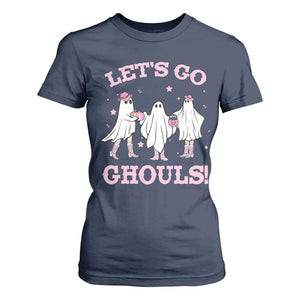 Funny Halloween T Shirt For Women Let's Go Ghouls Cowgirl Western Ghost TS11 Navy Print Your Wear
