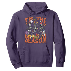 Funny HalloThankMas Hoodie Tis The Season Halloween Thanksgiving Christmas Skeleton TS11 Purple Print Your Wear
