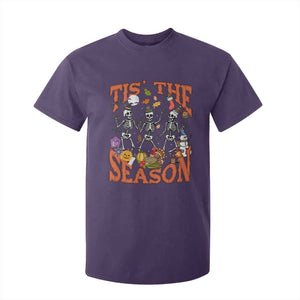 Funny HalloThankMas T Shirt For Kid Tis The Season Halloween Thanksgiving Christmas Skeleton TS11 Purple Print Your Wear