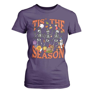 Funny HalloThankMas T Shirt For Women Tis The Season Halloween Thanksgiving Christmas Skeleton TS11 Purple Print Your Wear