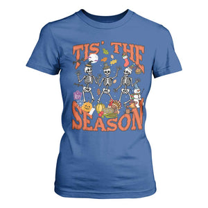 Funny HalloThankMas T Shirt For Women Tis The Season Halloween Thanksgiving Christmas Skeleton TS11 Royal Blue Print Your Wear