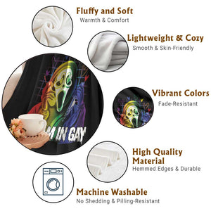 Halloween LGBT Throw Blanket Scream In Gay Ghost Murderer Rainbow TS11 Print Your Wear