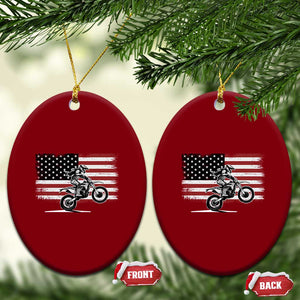 Dirt Bike Woman Rider Ceramic Ornament American Flag Motocross Biker TS11 Print Your Wear