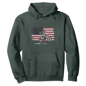 Dirt Bike Woman Rider Hoodie American Flag Motocross Biker TS11 Dark Forest Green Print Your Wear