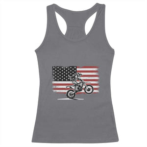 Dirt Bike Woman Rider Racerback Tank Top American Flag Motocross Biker TS11 Charcoal Print Your Wear