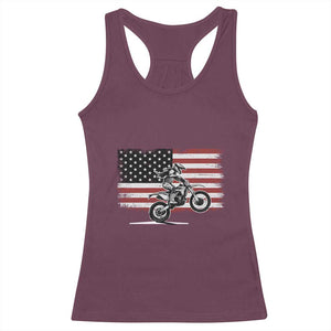 Dirt Bike Woman Rider Racerback Tank Top American Flag Motocross Biker TS11 Maroon Print Your Wear