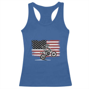 Dirt Bike Woman Rider Racerback Tank Top American Flag Motocross Biker TS11 Royal Blue Print Your Wear