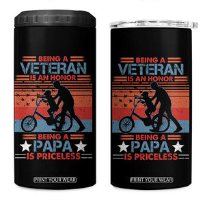 Veteran Father 4 in 1 Can Cooler Tumbler Being A Veteran Is An Honor Being A Papa Is Priceless TS11 One Size: 16 oz Black Print Your Wear