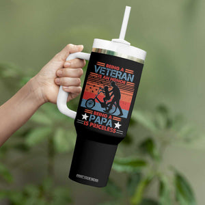 Veteran Father Tumbler With Handle Being A Veteran Is An Honor Being A Papa Is Priceless TS11 Print Your Wear