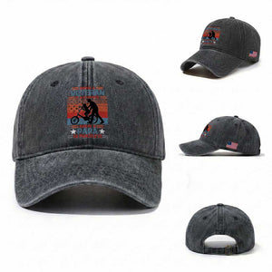 Veteran Father Washed Cotton Baseball Cap Being A Veteran Is An Honor Being A Papa Is Priceless TS11 Washed Cap Universal Fit Dark Gray Print Your Wear