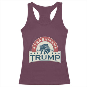 Trashmen For Trump 2024 Racerback Tank Top US Election 2024 Garbage Truck TS11 Maroon Print Your Wear