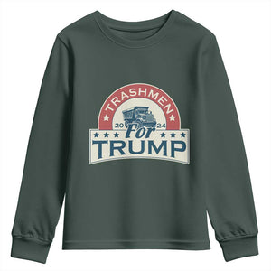 Trashmen For Trump 2024 Youth Sweatshirt US Election 2024 Garbage Truck TS11 Dark Forest Green Print Your Wear