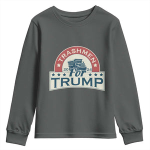Trashmen For Trump 2024 Youth Sweatshirt US Election 2024 Garbage Truck TS11 Dark Heather Print Your Wear