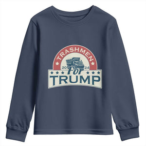 Trashmen For Trump 2024 Youth Sweatshirt US Election 2024 Garbage Truck TS11 Navy Print Your Wear