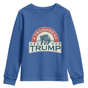 Trashmen For Trump 2024 Youth Sweatshirt US Election 2024 Garbage Truck TS11 Royal Blue Print Your Wear