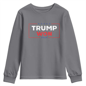 Trump Won 2024 Youth Sweatshirt The 47th US President 2024 USA Election TS11 Charcoal Print Your Wear