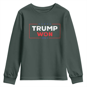 Trump Won 2024 Youth Sweatshirt The 47th US President 2024 USA Election TS11 Dark Forest Green Print Your Wear