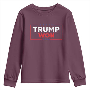 Trump Won 2024 Youth Sweatshirt The 47th US President 2024 USA Election TS11 Maroon Print Your Wear