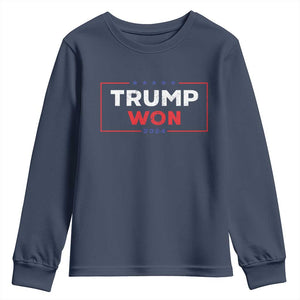 Trump Won 2024 Youth Sweatshirt The 47th US President 2024 USA Election TS11 Navy Print Your Wear