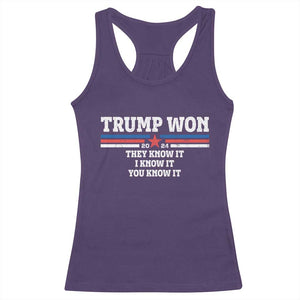 Trump Won 2024 Racerback Tank Top They I And You Know It The 47th US President 2024 TS11 Purple Print Your Wear