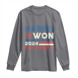 Harris Won 2024 Get Over It Long Sleeve Shirt Presidential Election TS11 Charcoal Print Your Wear