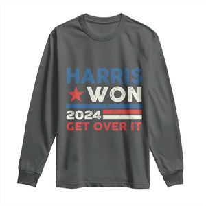 Harris Won 2024 Get Over It Long Sleeve Shirt Presidential Election TS11 Dark Heather Print Your Wear