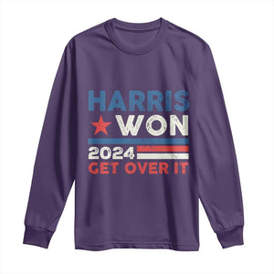 Harris Won 2024 Get Over It Long Sleeve Shirt Presidential Election TS11 Purple Print Your Wear