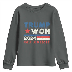 Trump Won 2024 Get Over It Youth Sweatshirt Presidential Election TS11 Dark Heather Print Your Wear