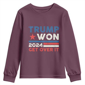 Trump Won 2024 Get Over It Youth Sweatshirt Presidential Election TS11 Maroon Print Your Wear