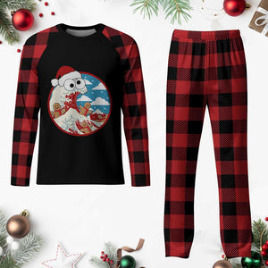 Funny Christmas Plaid Pajama Set Santa Tsunami Is Eating Ginger Bread Xmas TS11 Buffalo Plaid Print Your Wear